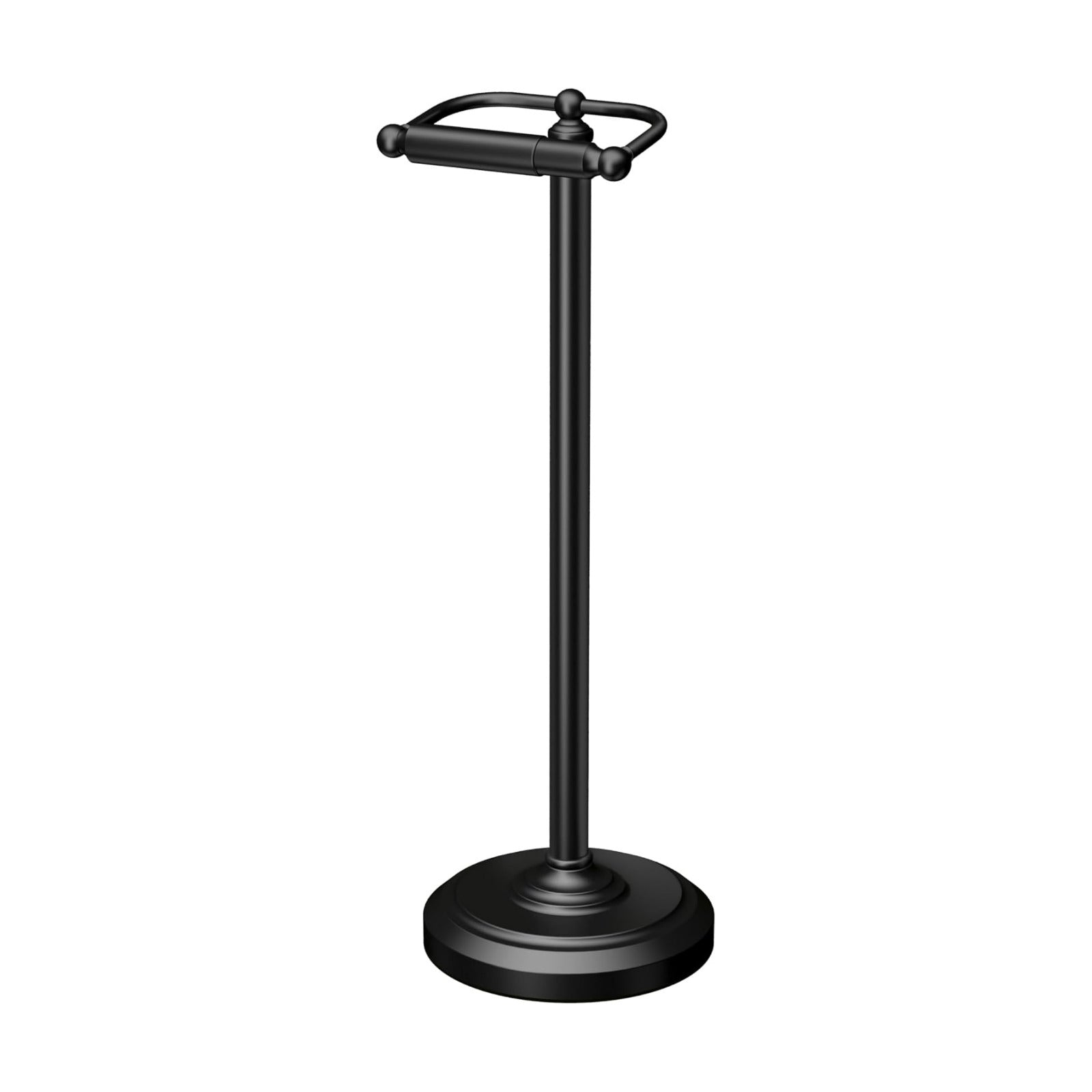 Gatco 1436MX Toilet Paper Holder Stand, Weighted Base, Matte Black, Freestanding Bathroom Floor Stand, 22 Inch