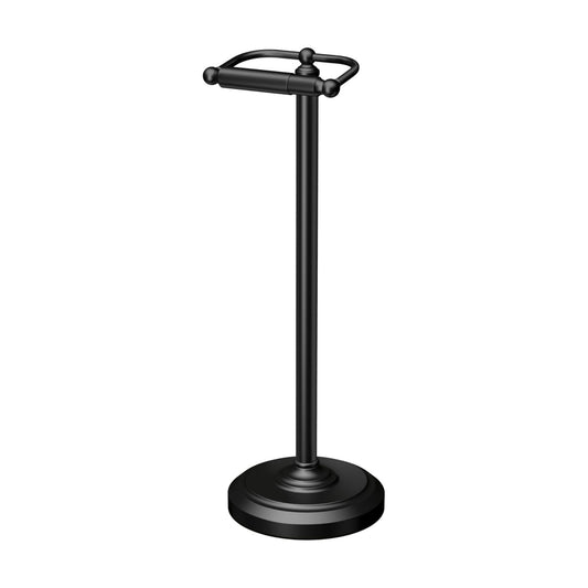 Gatco 1436MX Toilet Paper Holder Stand, Weighted Base, Matte Black, Freestanding Bathroom Floor Stand, 22 Inch