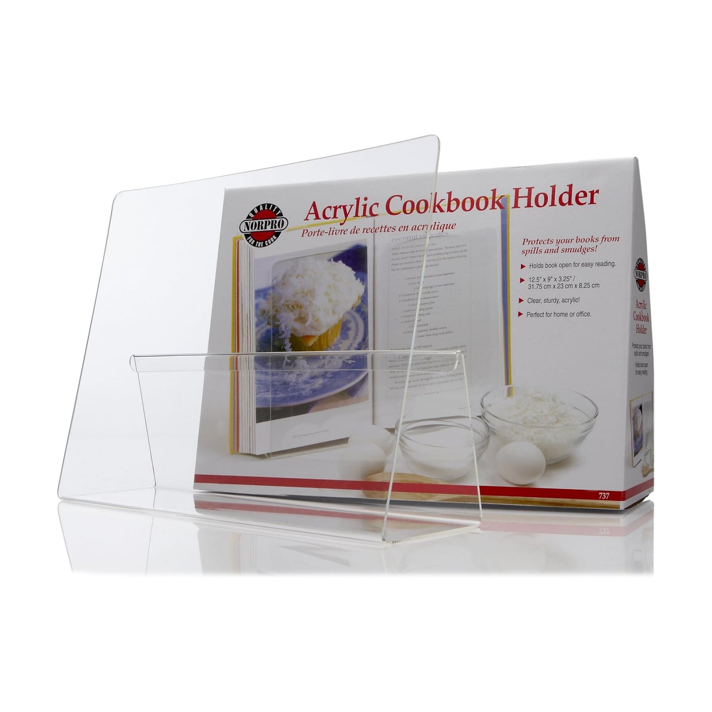 Norpro Acrylic CookBook / IPad / Tablet Holder, 9"D x 12.5"W x 3.25"H
