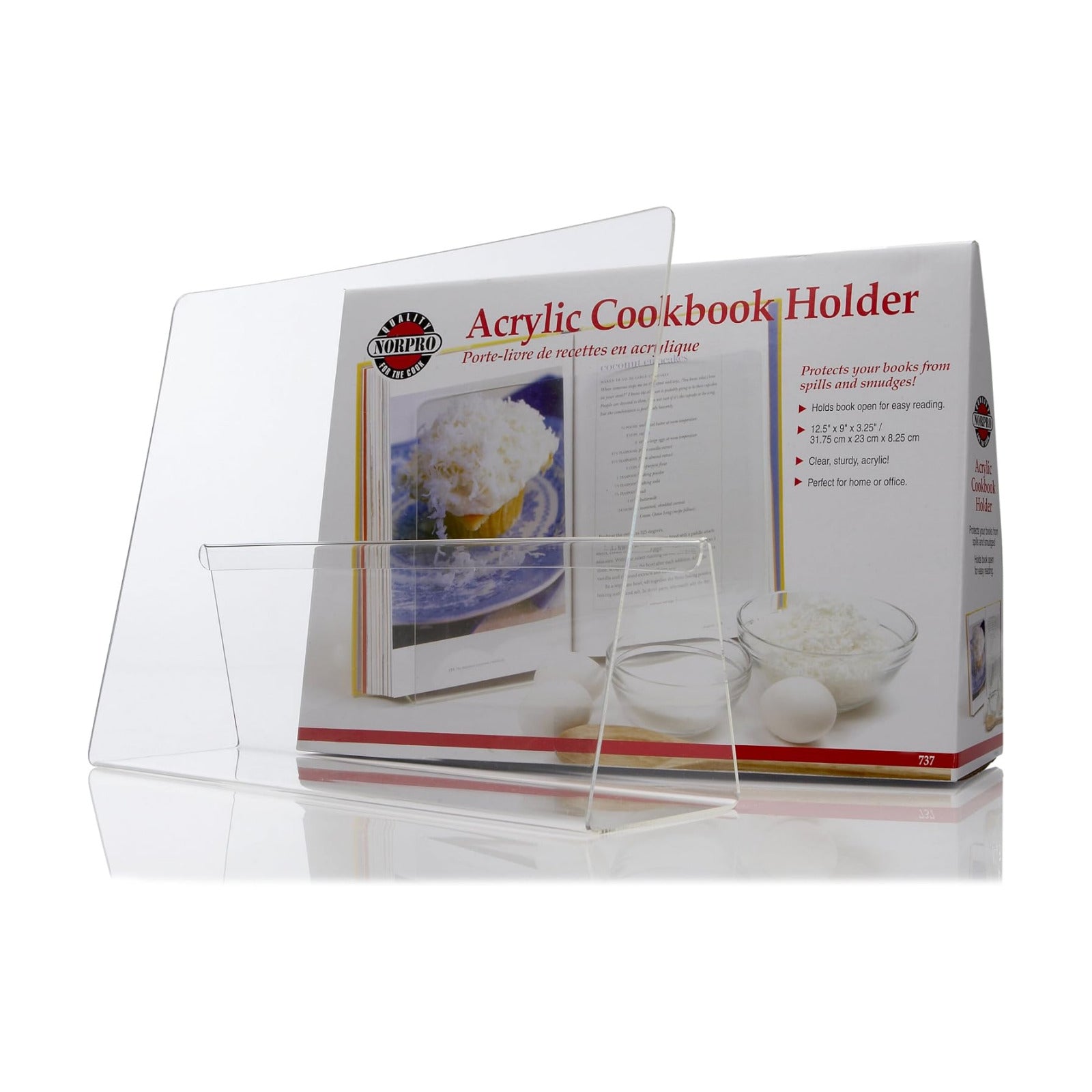 Norpro Acrylic CookBook / IPad / Tablet Holder, 9"D x 12.5"W x 3.25"H