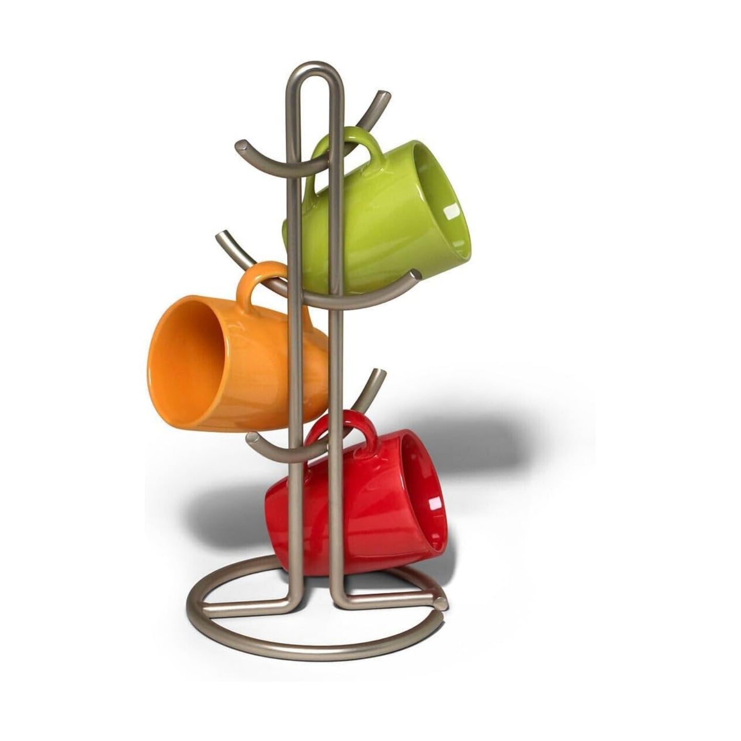 Spectrum Euro 6-Mug Holder for Storage and Organization of Coffee and Tea Mugs Satin Nickel
