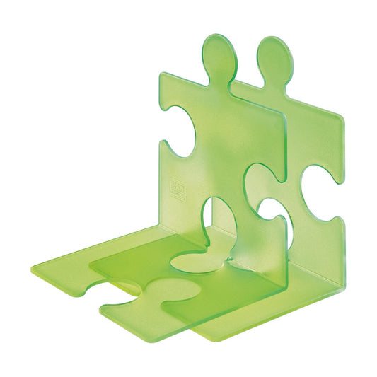 CD Rack/bookend Puzzle. Modern / Translucent Green / Set of 2