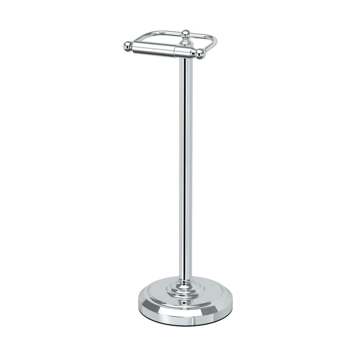 Gatco 1436C Toilet Paper Holder Stand, Chrome Finish, Freestanding Bathroom Floor Stand, Pedestal, Weighted Base, 22