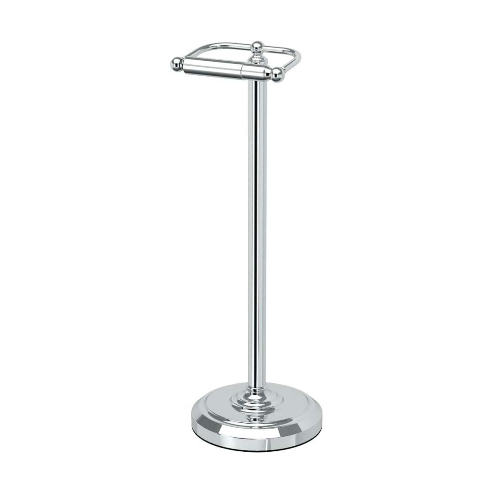 Gatco 1436C Toilet Paper Holder Stand, Chrome Finish, Freestanding Bathroom Floor Stand, Pedestal, Weighted Base, 22