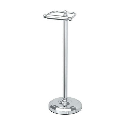 Gatco 1436C Toilet Paper Holder Stand, Chrome Finish, Freestanding Bathroom Floor Stand, Pedestal, Weighted Base, 22