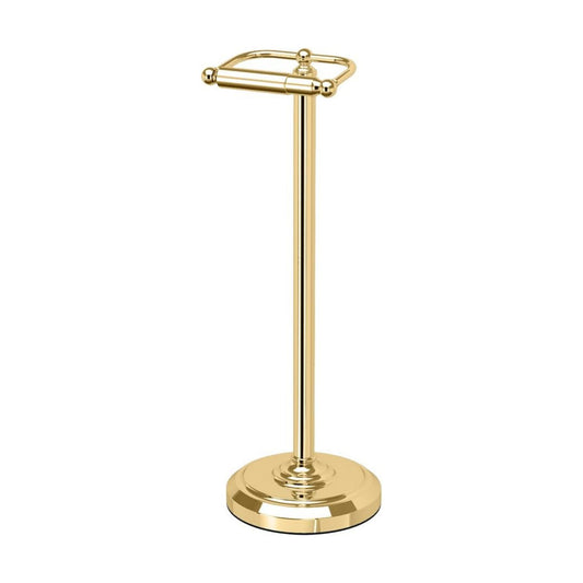 Home Accents Toilet Paper Holder Stand, Brass Finish, Freestanding Bathroom Floor Stand, Weighted Base, 22 Inch