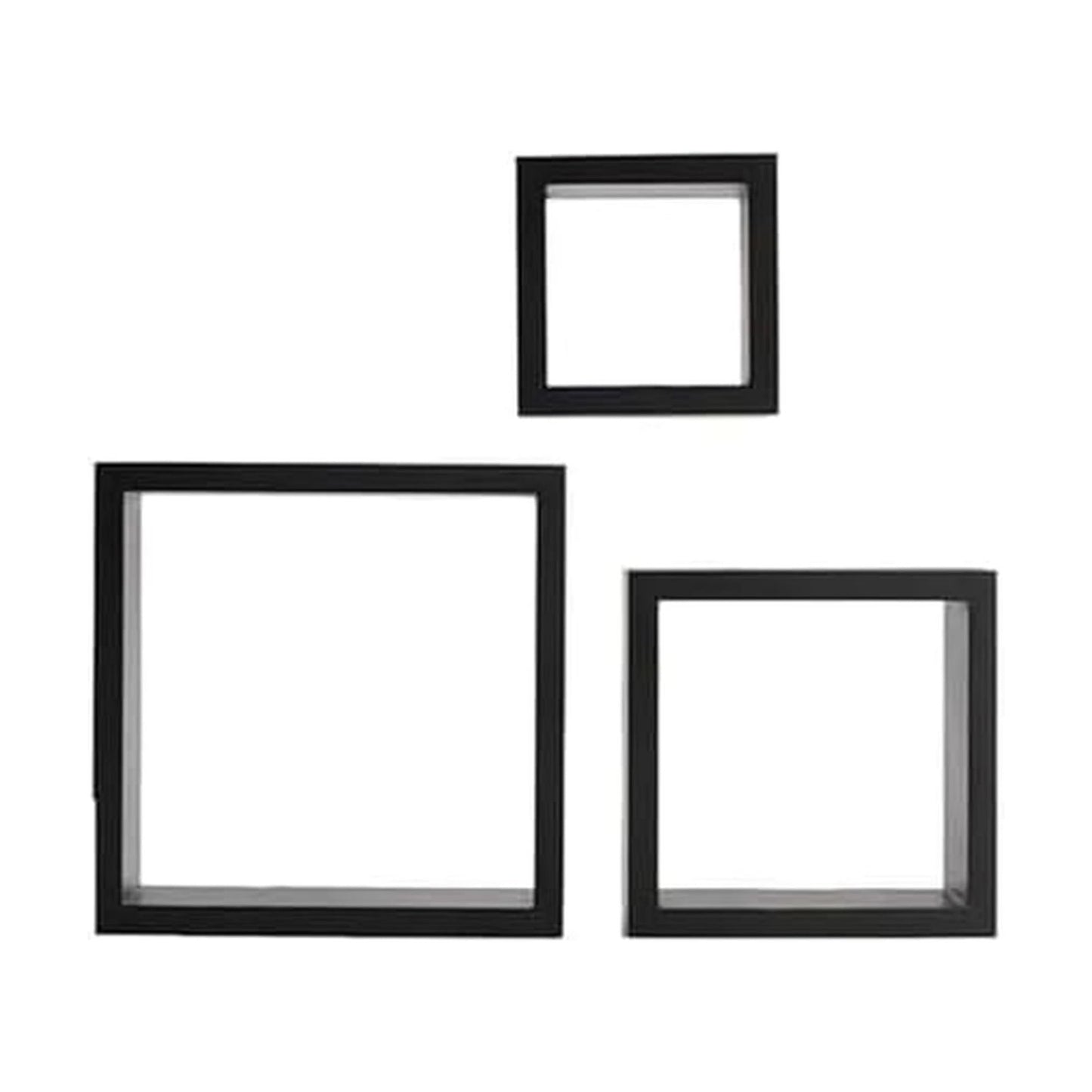 Floating Wall Square Cube Shelves / Black / Set of 3