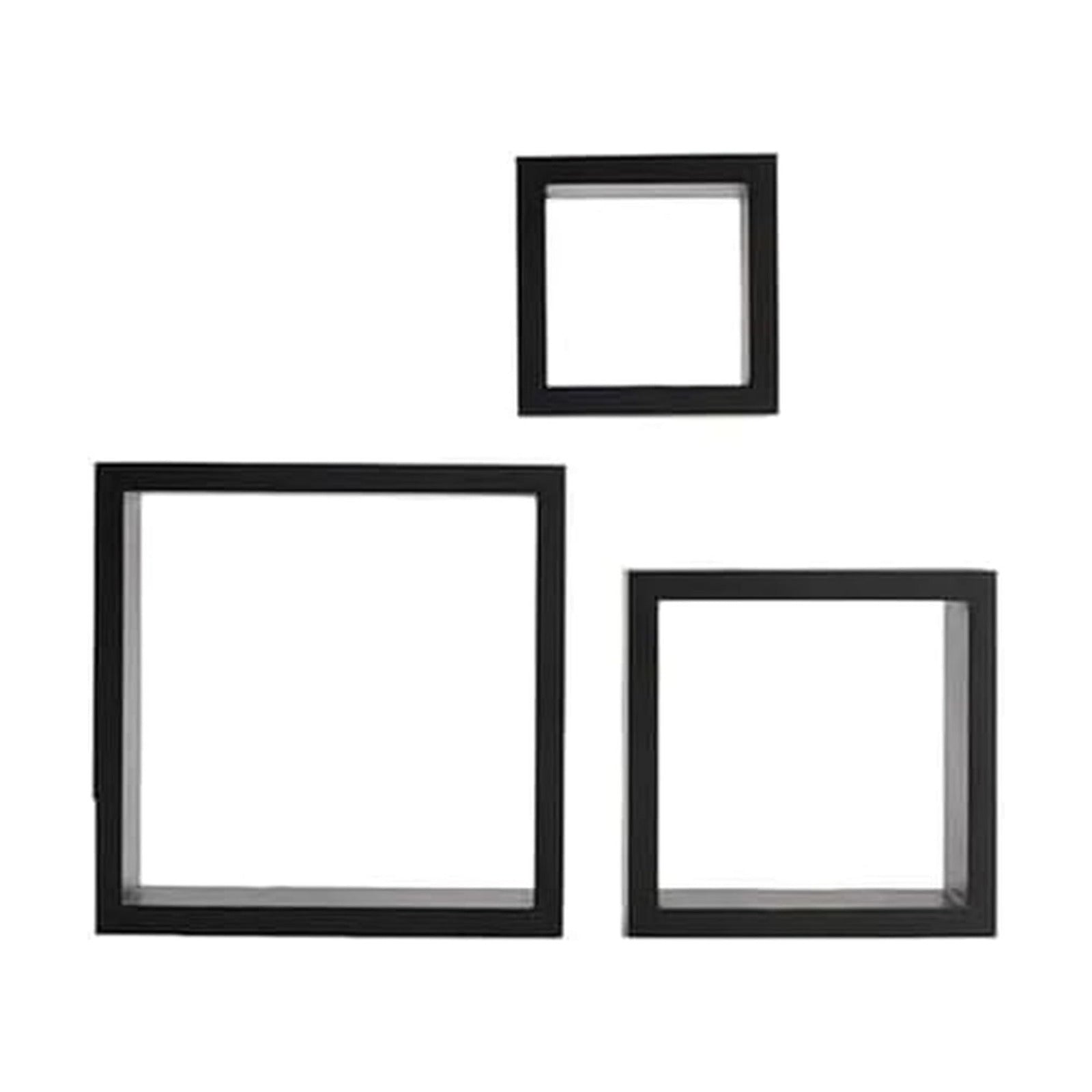 Floating Wall Square Cube Shelves / Black / Set of 3