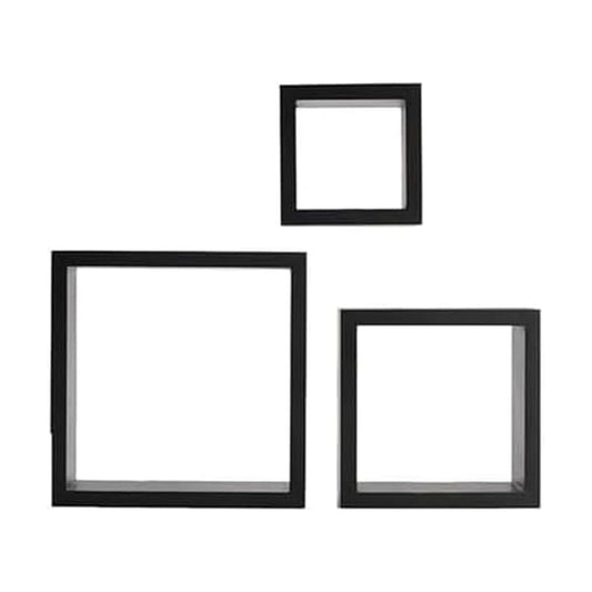 Floating Wall Square Cube Shelves / Black / Set of 3