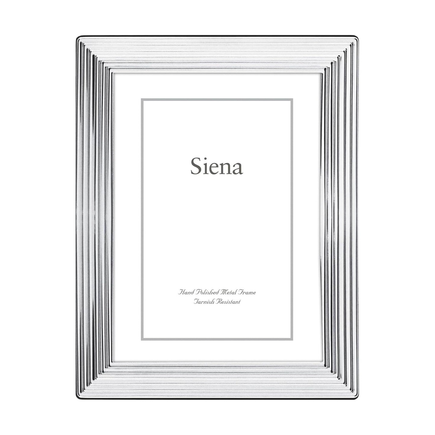 Siena Grooved Silver Picture Frame, Tarnish Resistant Finish, Perfect Photo Frame for any End Table, Credenza, Shelf