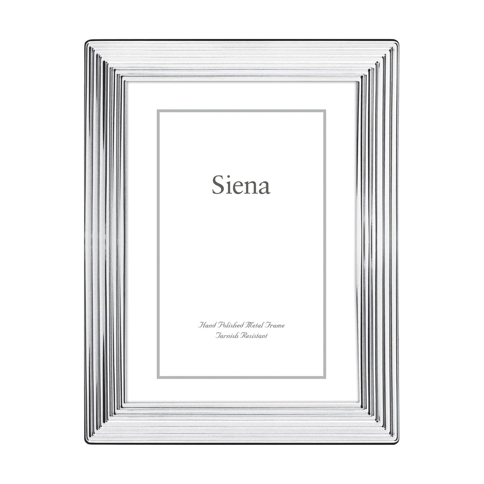 Siena Grooved Silver Picture Frame, Tarnish Resistant Finish, Perfect Photo Frame for any End Table, Credenza, Shelf