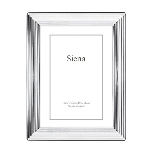 Siena Grooved Silver Picture Frame, Tarnish Resistant Finish, Perfect Photo Frame for any End Table, Credenza, Shelf