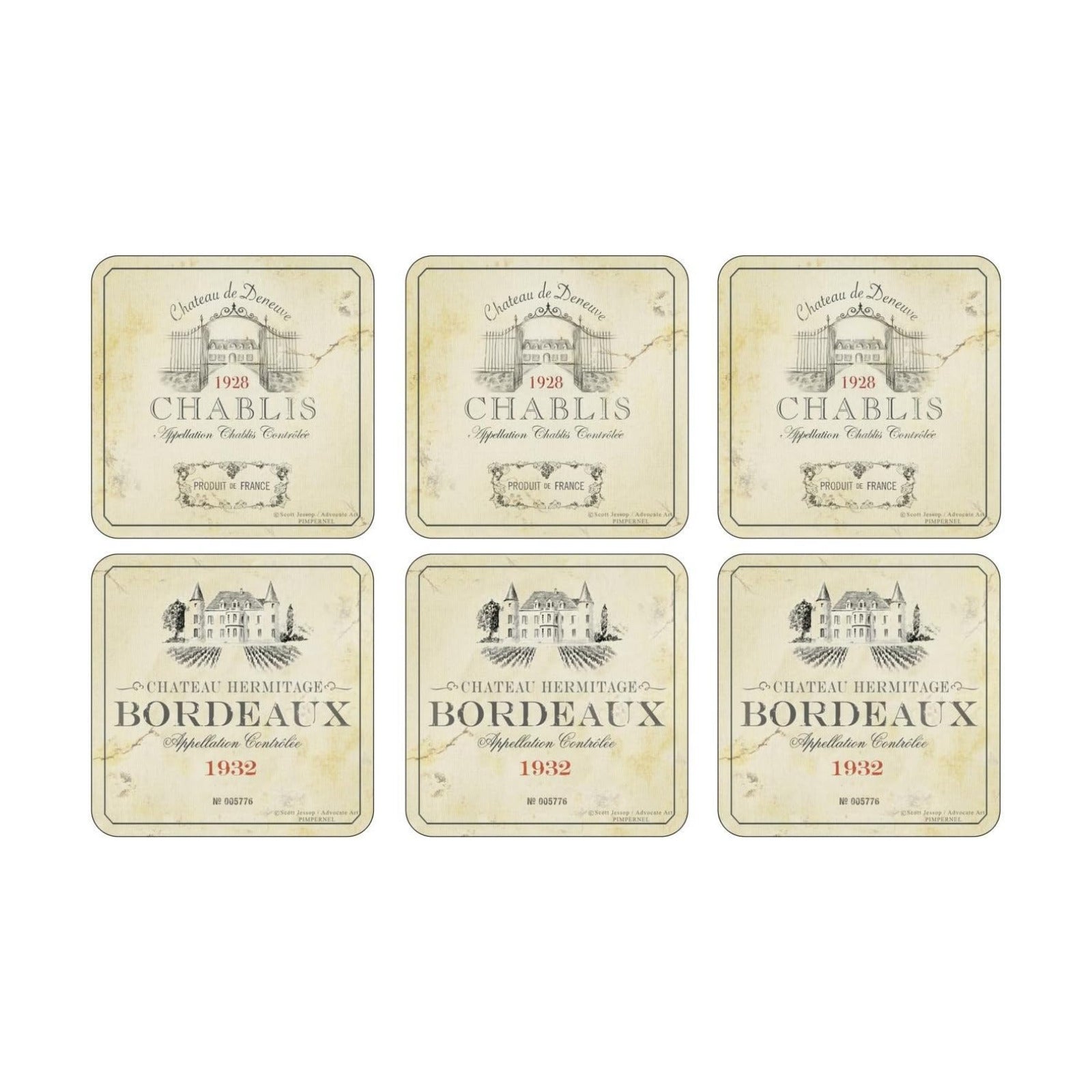Pimpernel Vin de France Coasters / Set of 6