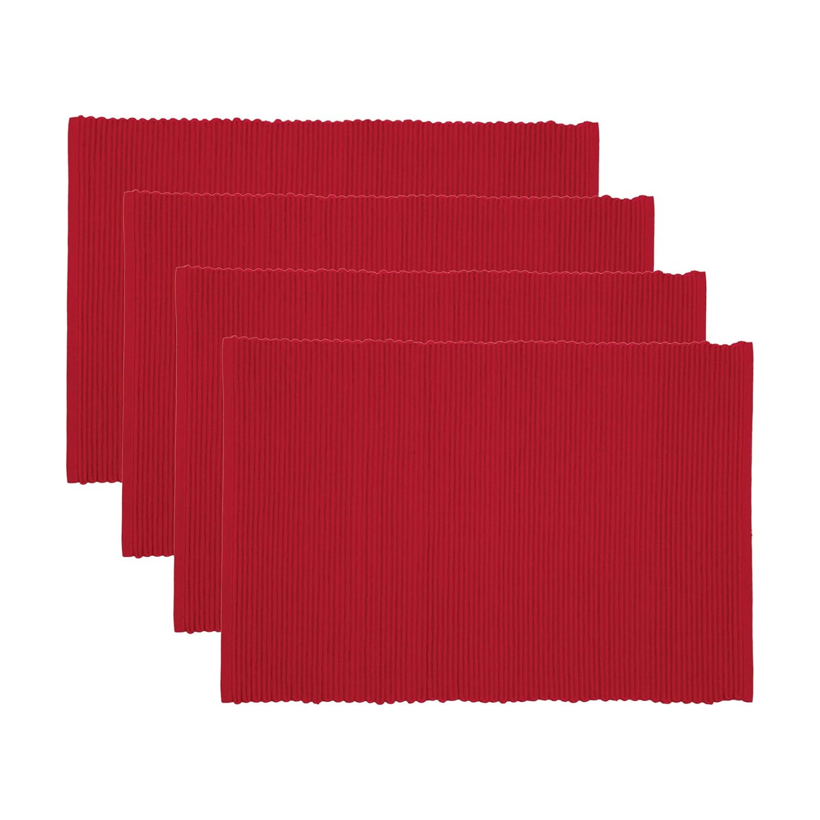 Now Designs Spectrum Placemats Ribbed Cotton, Chili Red, 19x13 inches (901495aa), Large, Set of 4
