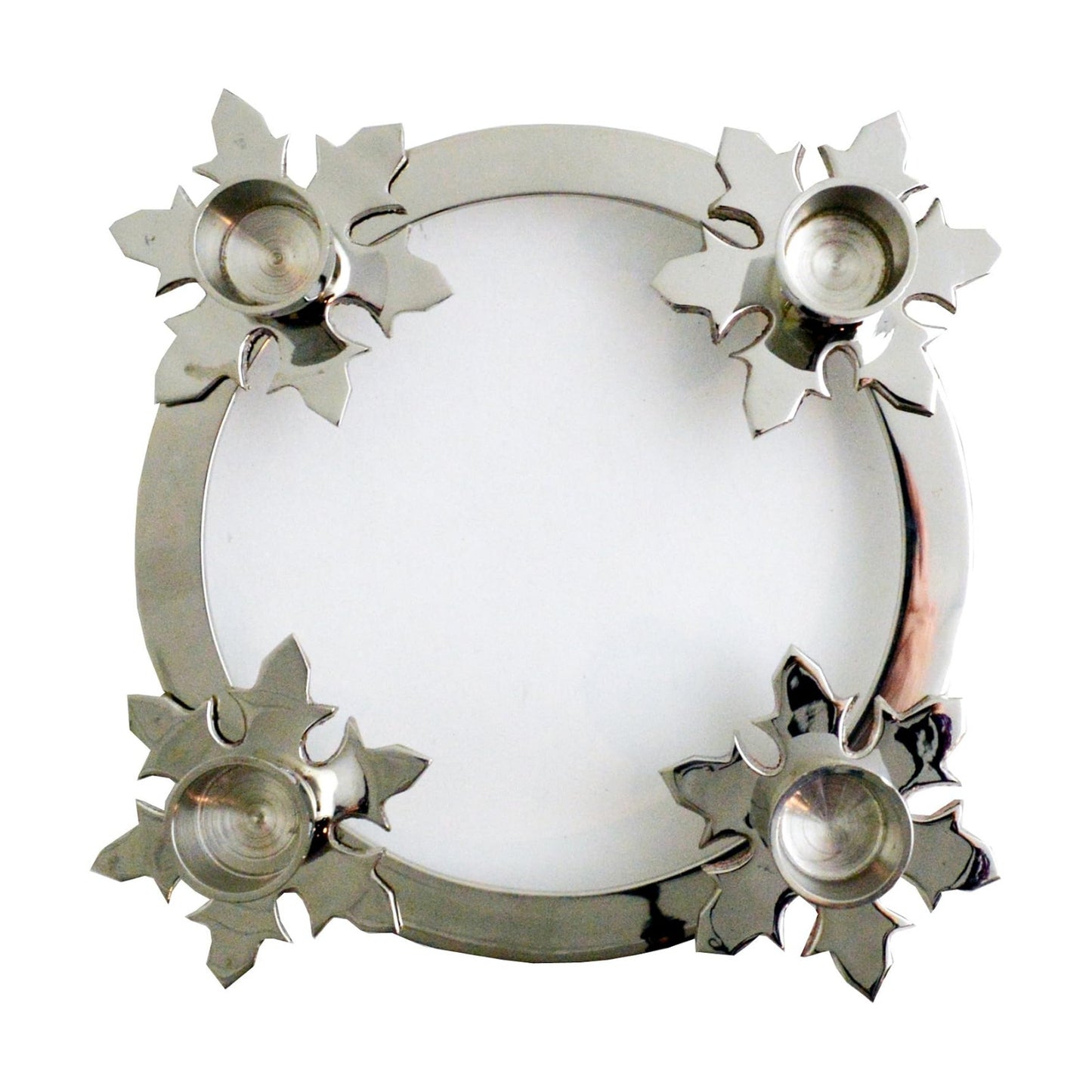 Biedermann & Sons Candle Holder - Snowflake Christmas Advent Wreath Candleholder, 8-Inch, Chrome