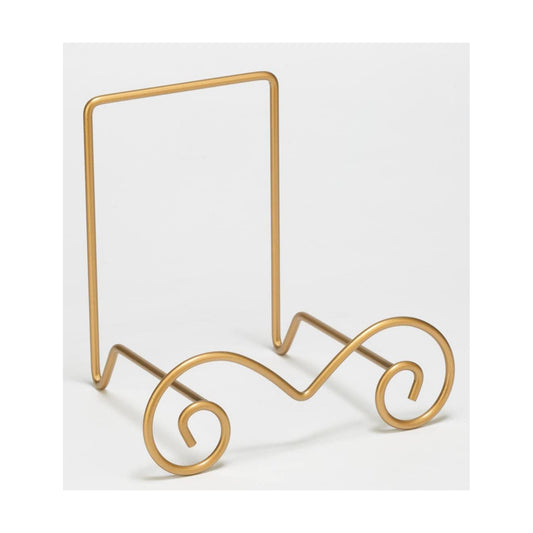 TRIPAR Stratford 9" Large Gold Metal Bowl Stand Display Rack Easel for Bowls, Platters, Cookbooks, Plates and Artwork