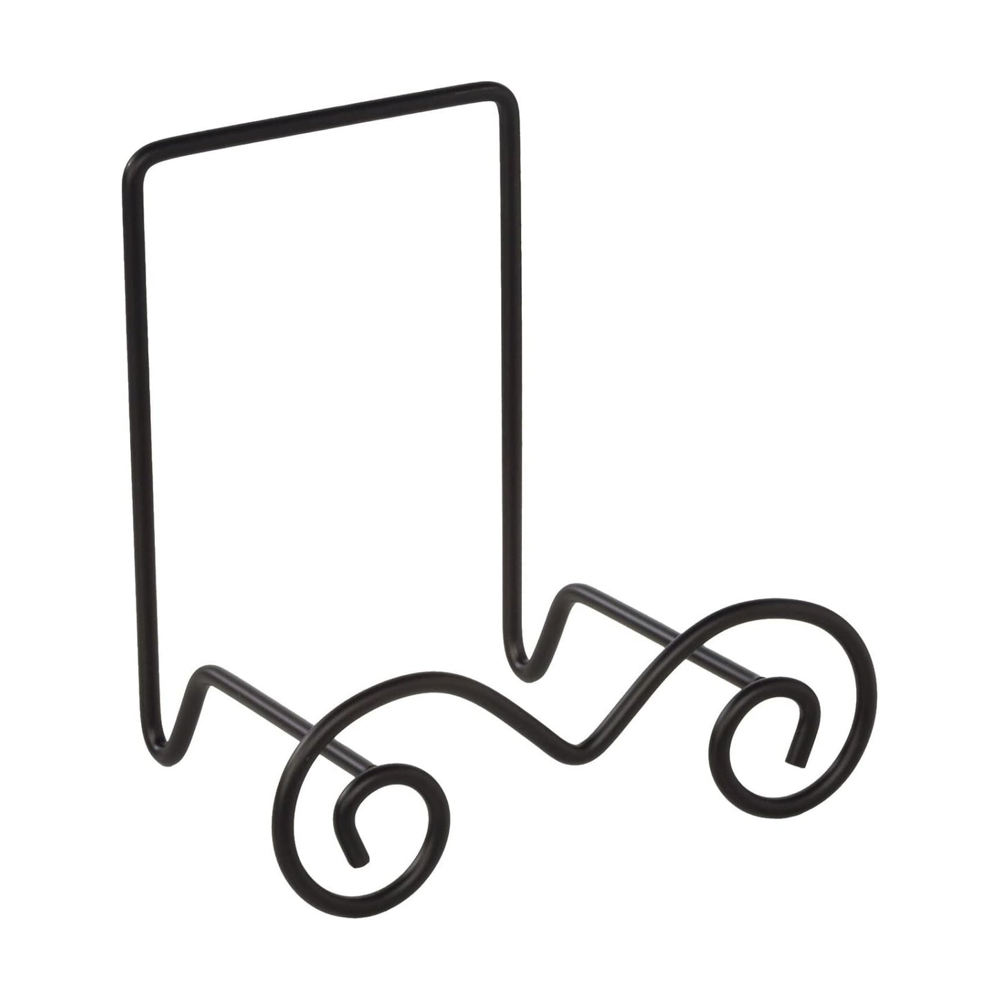 TRIPAR Large Square Black Wire Easel, Metal Finish (7.7-Inch Depth) - Tabletop Display - Handcrafted Scroll Designs for