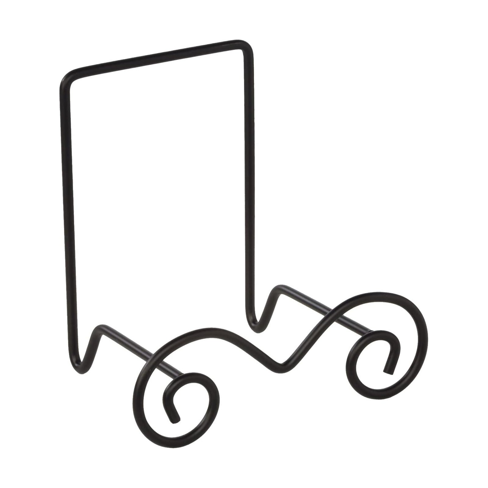 TRIPAR Large Square Black Wire Easel, Metal Finish (7.7-Inch Depth) - Tabletop Display - Handcrafted Scroll Designs for