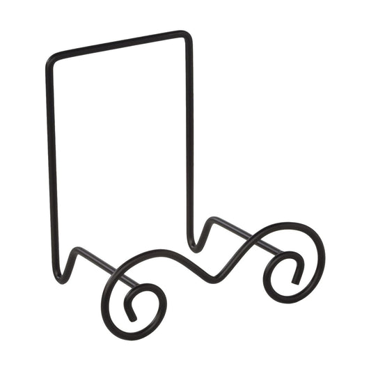 TRIPAR Large Square Black Wire Easel, Metal Finish (7.7-Inch Depth) - Tabletop Display - Handcrafted Scroll Designs for