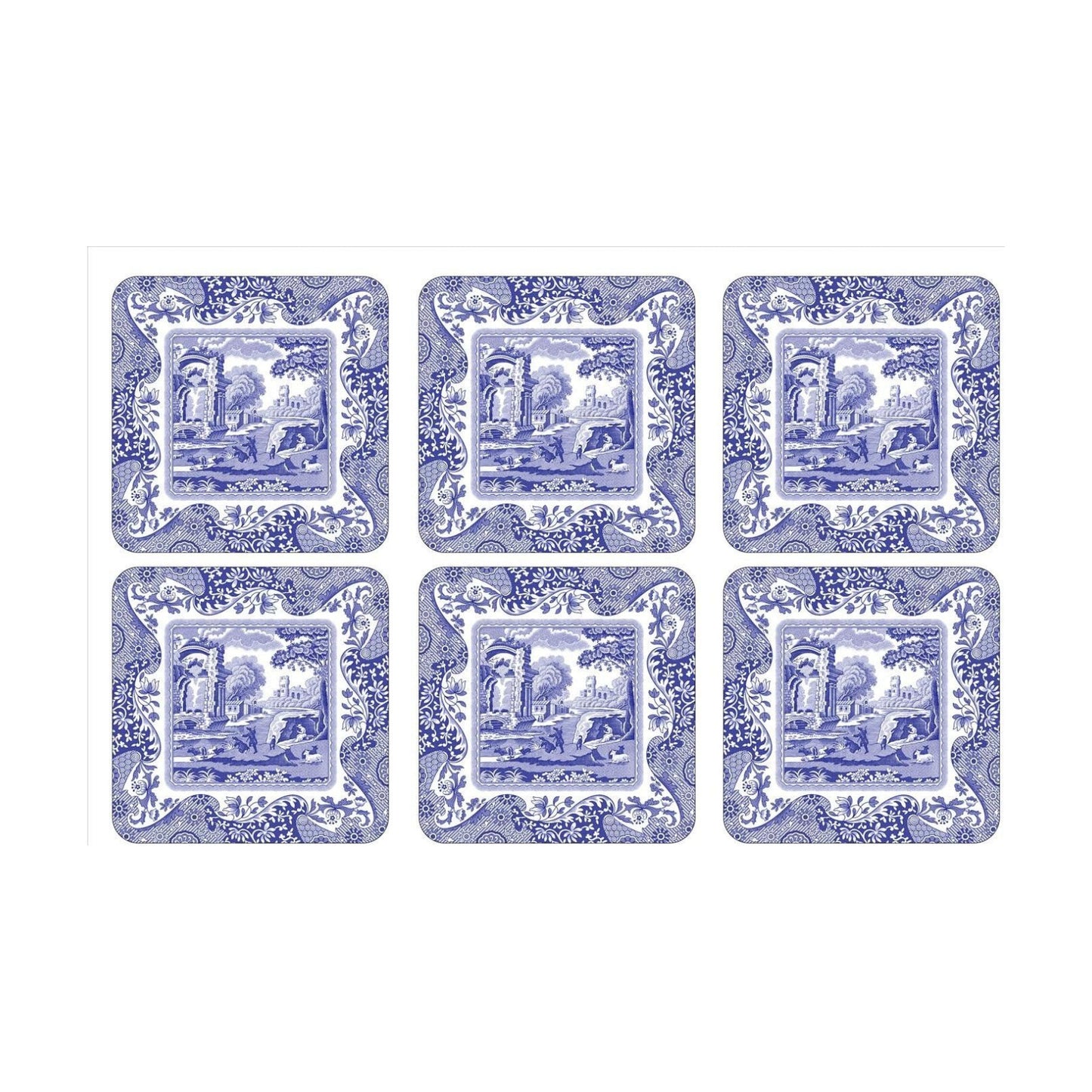Coasters / 4.25" Square Coaster / Blue Italian / Set of 6