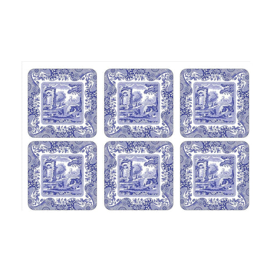 Coasters / 4.25" Square Coaster / Blue Italian / Set of 6