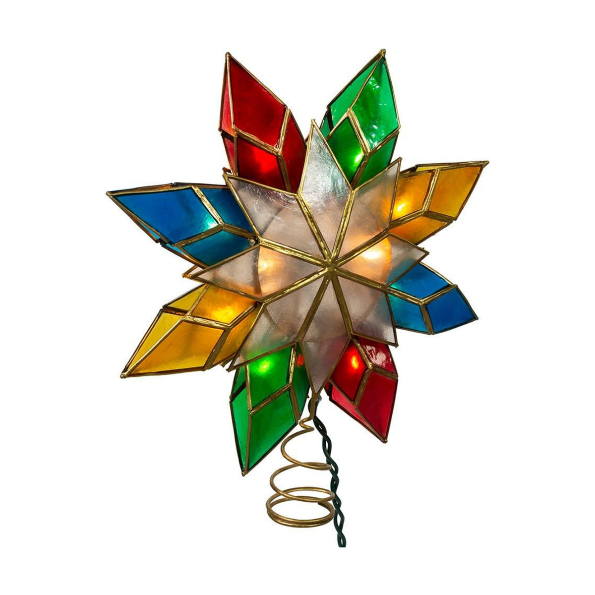 Kurt Adler 10-Light Multi-Color Capiz Star Tree Topper