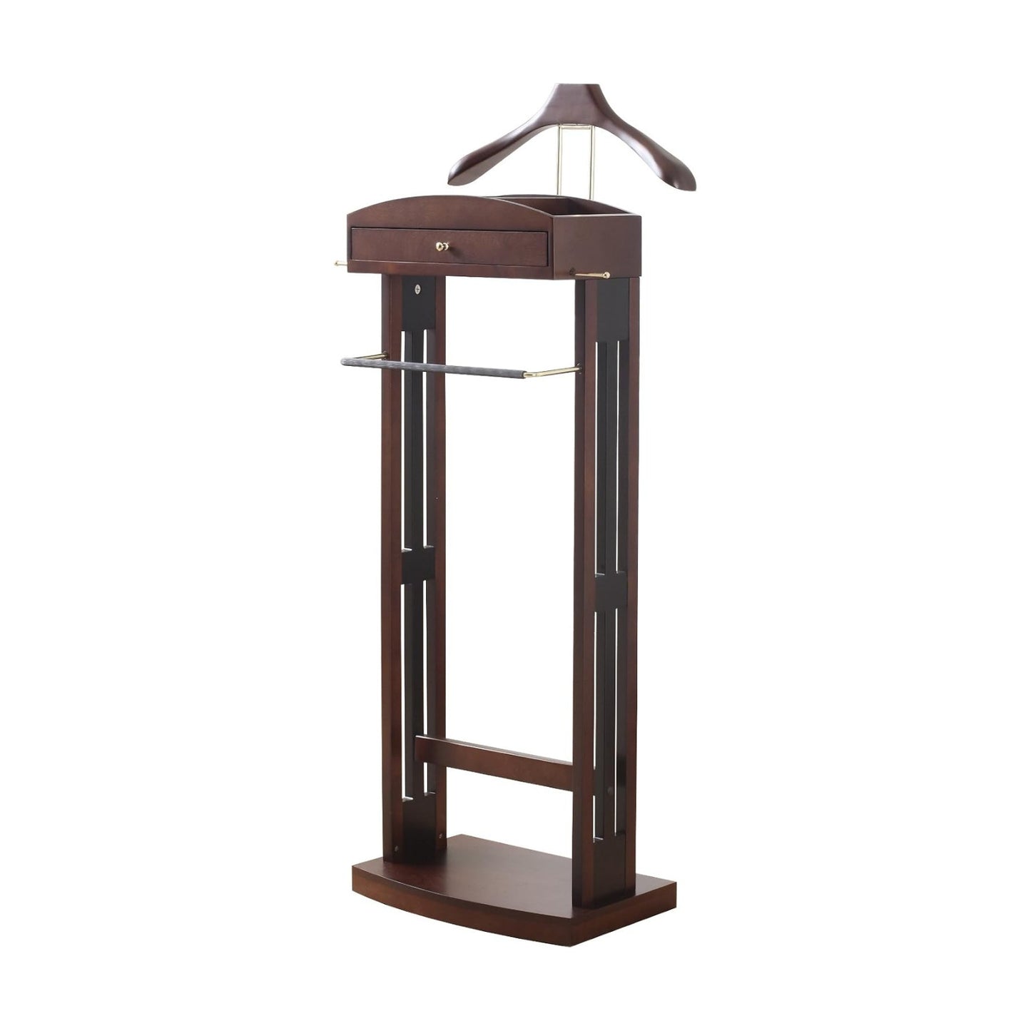 Proman Products Milan Valet Stand with Drawer, Top Tray, Contour Hanger, Trouser Bar, Tie & Belt Hooks and Shoe Rack