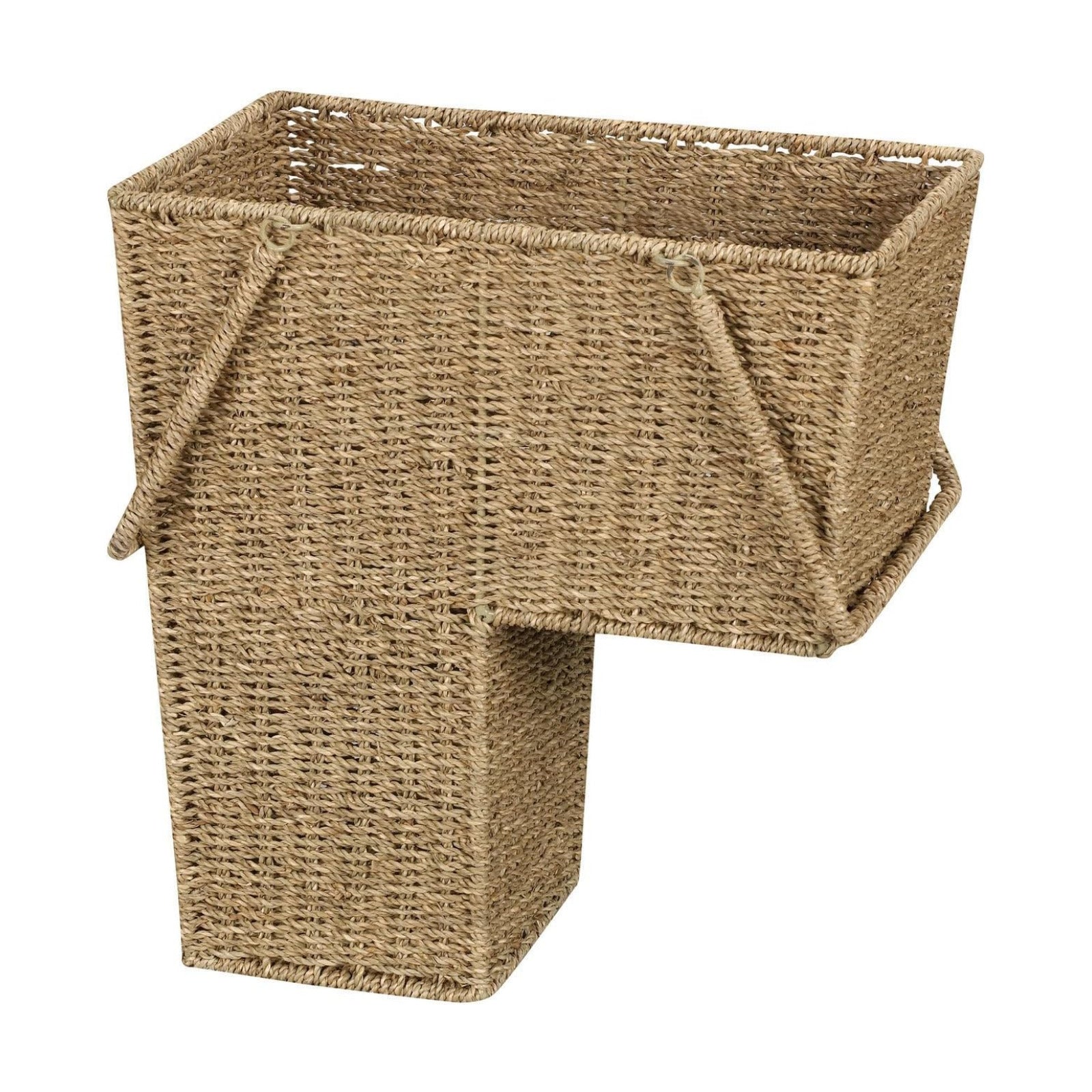 Wicker Stair Basket / Seagrass and Corn Husk / Natural