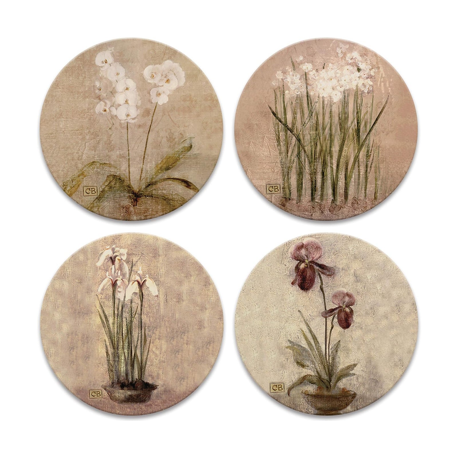 Subtle Flowers Absorbent Coasters / Set of 4