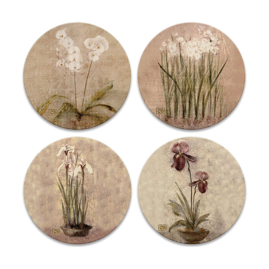 Subtle Flowers Absorbent Coasters / Set of 4