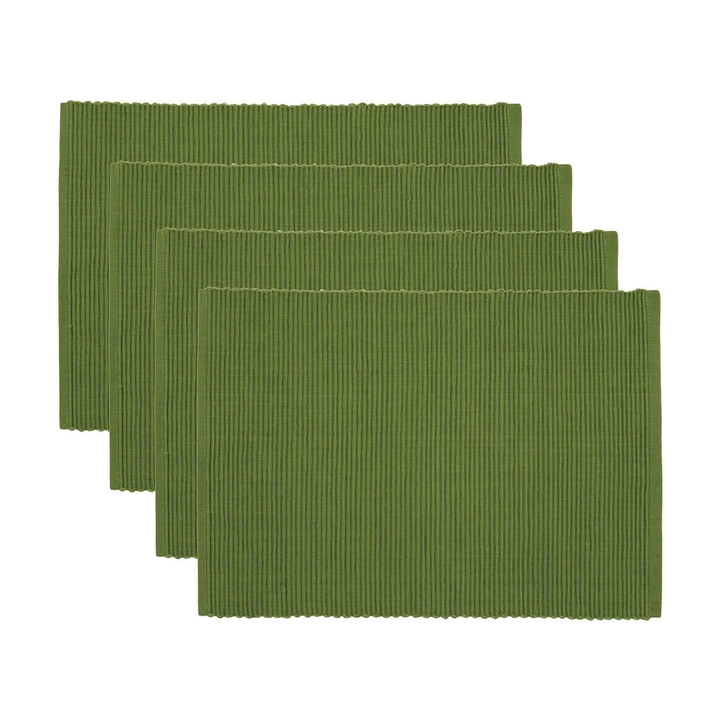 Now Designs Spectrum Placemats Thick Ribbed Cotton, Fir Green, 19x13 inches, Set of 4