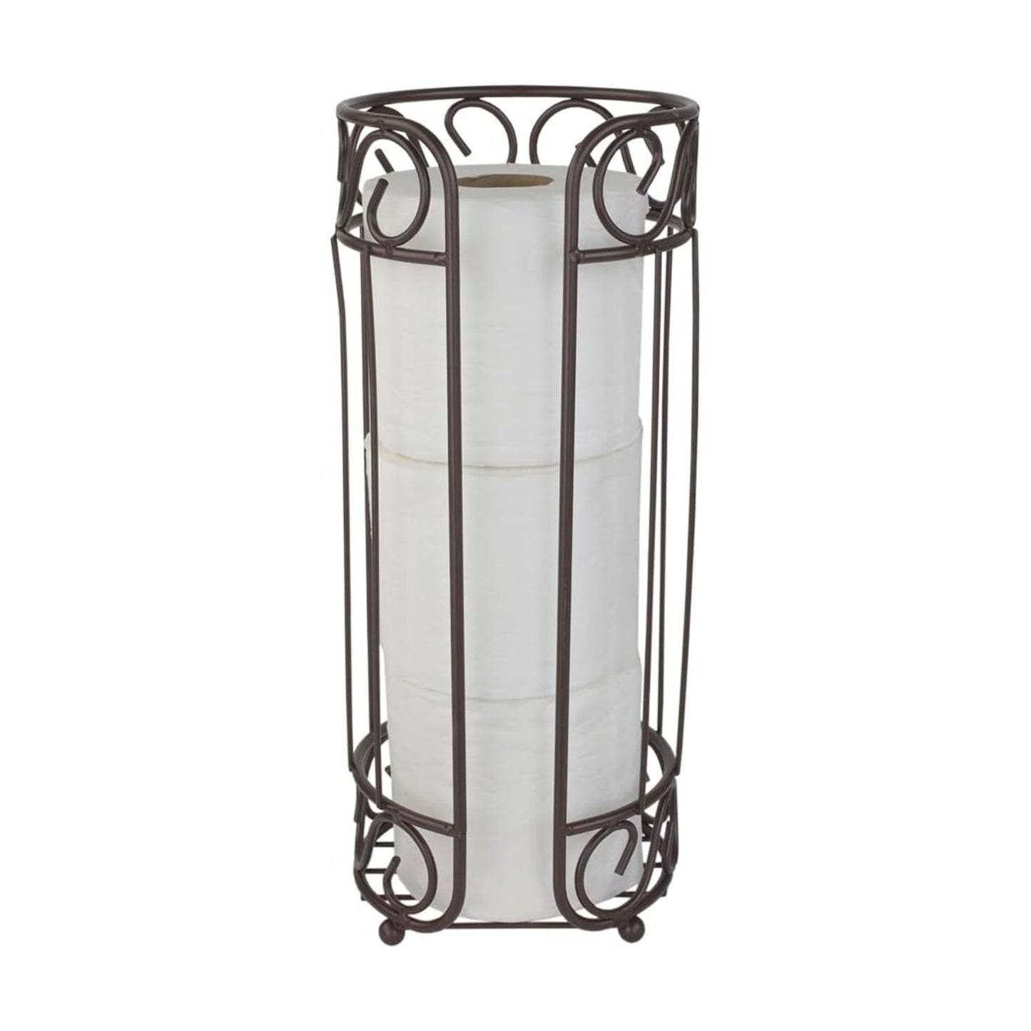 Scroll Design Toilet Paper Holder Stand, (Bronze), By Home Basics | Steel Free-Standing Holder | Bathroom Toilet Paper