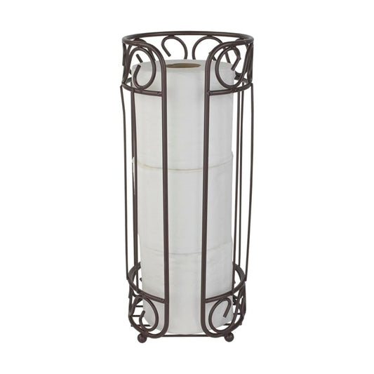 Scroll Design Toilet Paper Holder Stand, (Bronze), By Home Basics | Steel Free-Standing Holder | Bathroom Toilet Paper