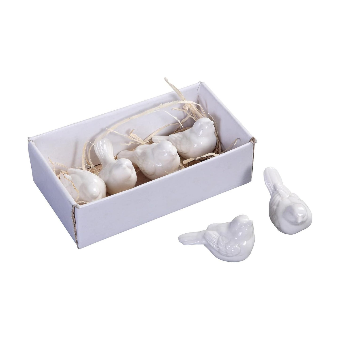 Creative Co-Op Ceramic / Birds / White / Set of 6