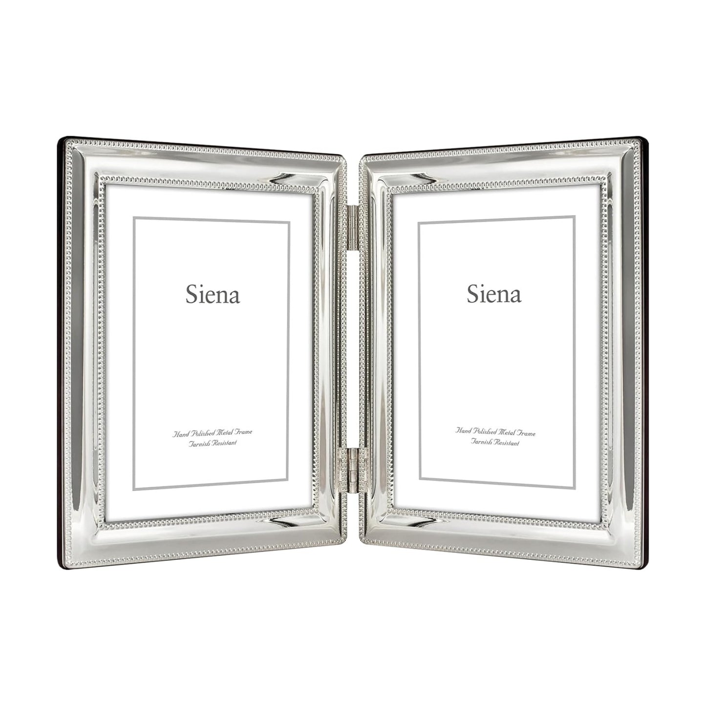 Siena Double Border Bead Silver Picture Frame, Tarnish Resistant Finish, Perfect Photo Frame for any End Table