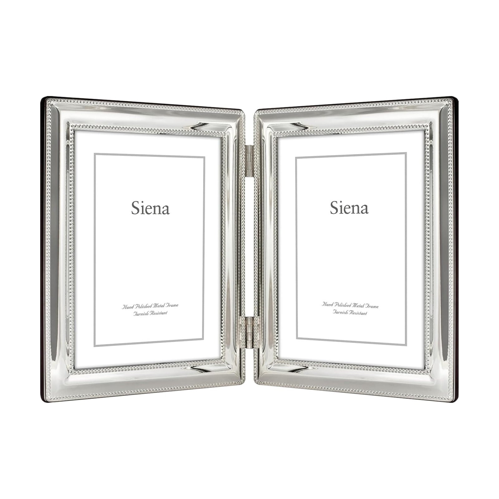 Siena Double Border Bead Silver Picture Frame, Tarnish Resistant Finish, Perfect Photo Frame for any End Table