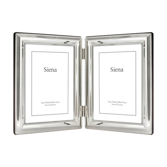 Siena Double Border Bead Silver Picture Frame, Tarnish Resistant Finish, Perfect Photo Frame for any End Table