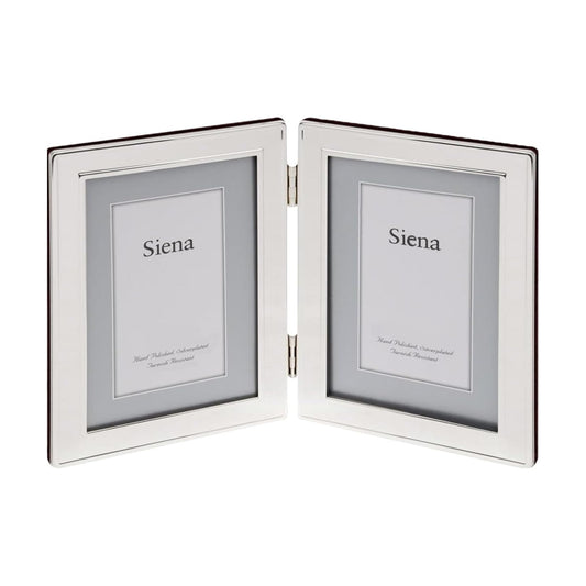 Siena Double Border Plain Silver Picture Frame, Tarnish Resistant Finish, Perfect Photo Frame for any End Table