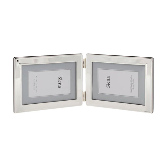 Siena Double Border Plain Silver Picture Frame, Tarnish Resistant Finish, Perfect Photo Frame for any End Table