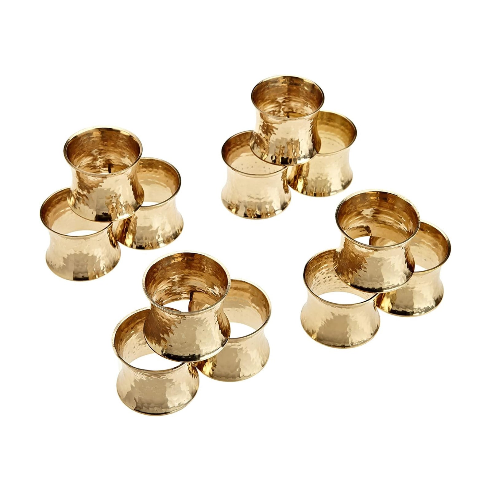 DII Decorative Buffet Basics Napkin Ring Set, Hammered Gold, 12 Count