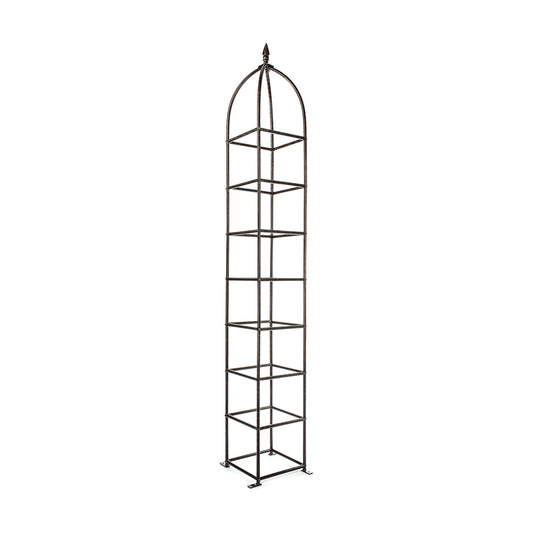 H Potter 8 Ft Garden Obelisk Trellis - Metal Rose Tower & Ground Stakes | Heavy Duty, Iron Climbing Clematis Structure