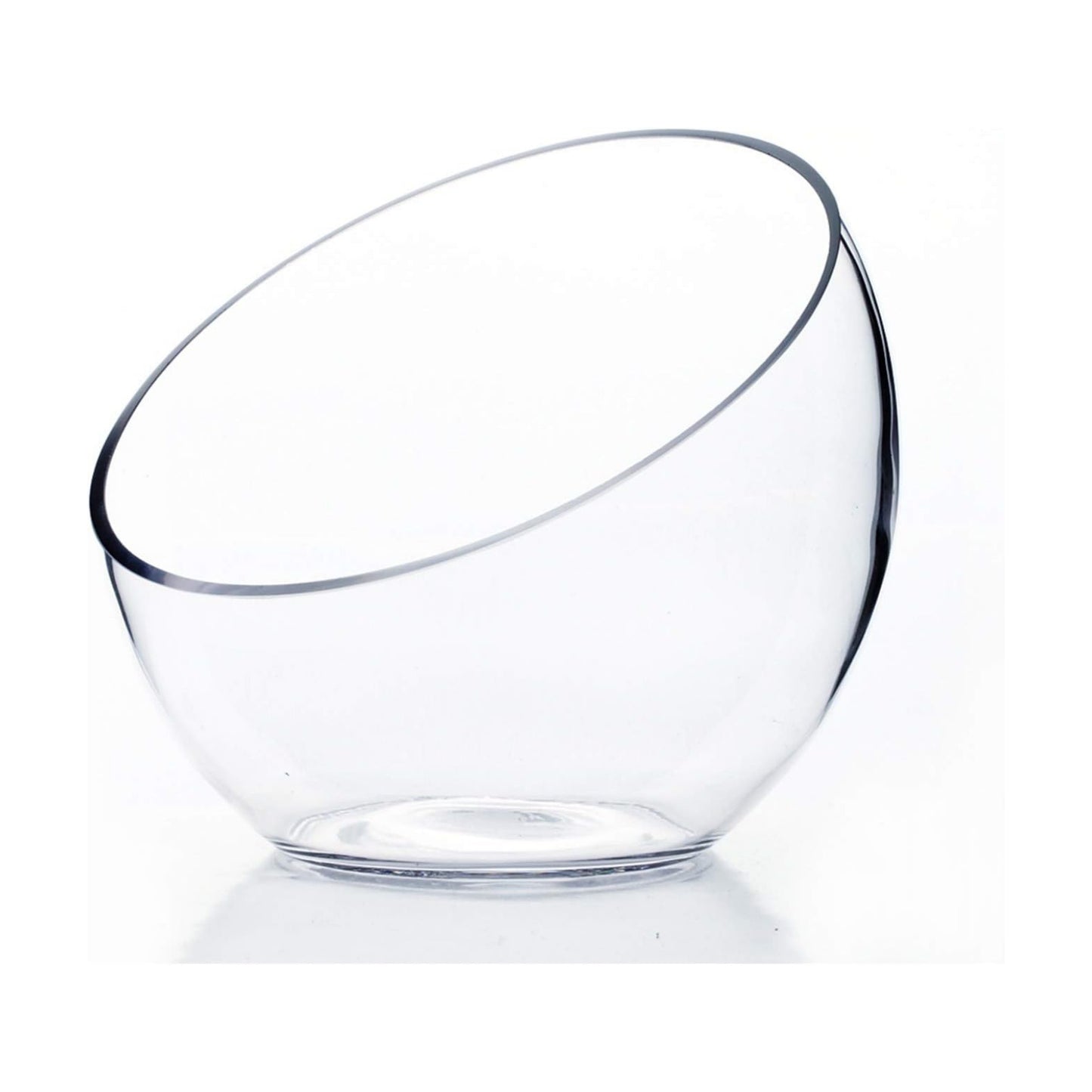 Slant Cut Bowl Glass Vase / Slant Bowl 6"H / Clear / 6 x 2.7