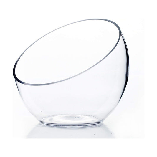 Slant Cut Bowl Glass Vase / Slant Bowl 6"H / Clear / 6 x 2.7