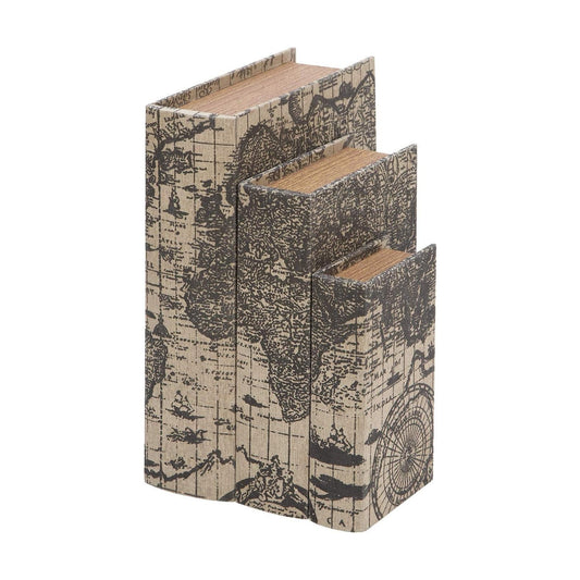 Wooden Decorative Box Faux Book Book Shaped Boxes / Beige / 14", 12", 9"H / Set of 3