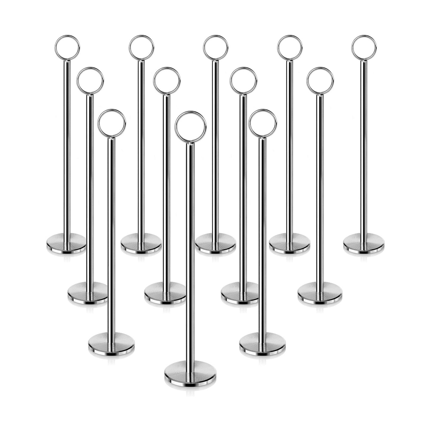 New Star Foodservice 23244 Steel Ring-Clip Table Number Holder/Number Stand/Place Card Holder, Set of 12, 12-Inch