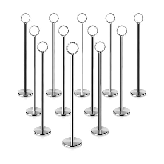 New Star Foodservice 23244 Steel Ring-Clip Table Number Holder/Number Stand/Place Card Holder, Set of 12, 12-Inch