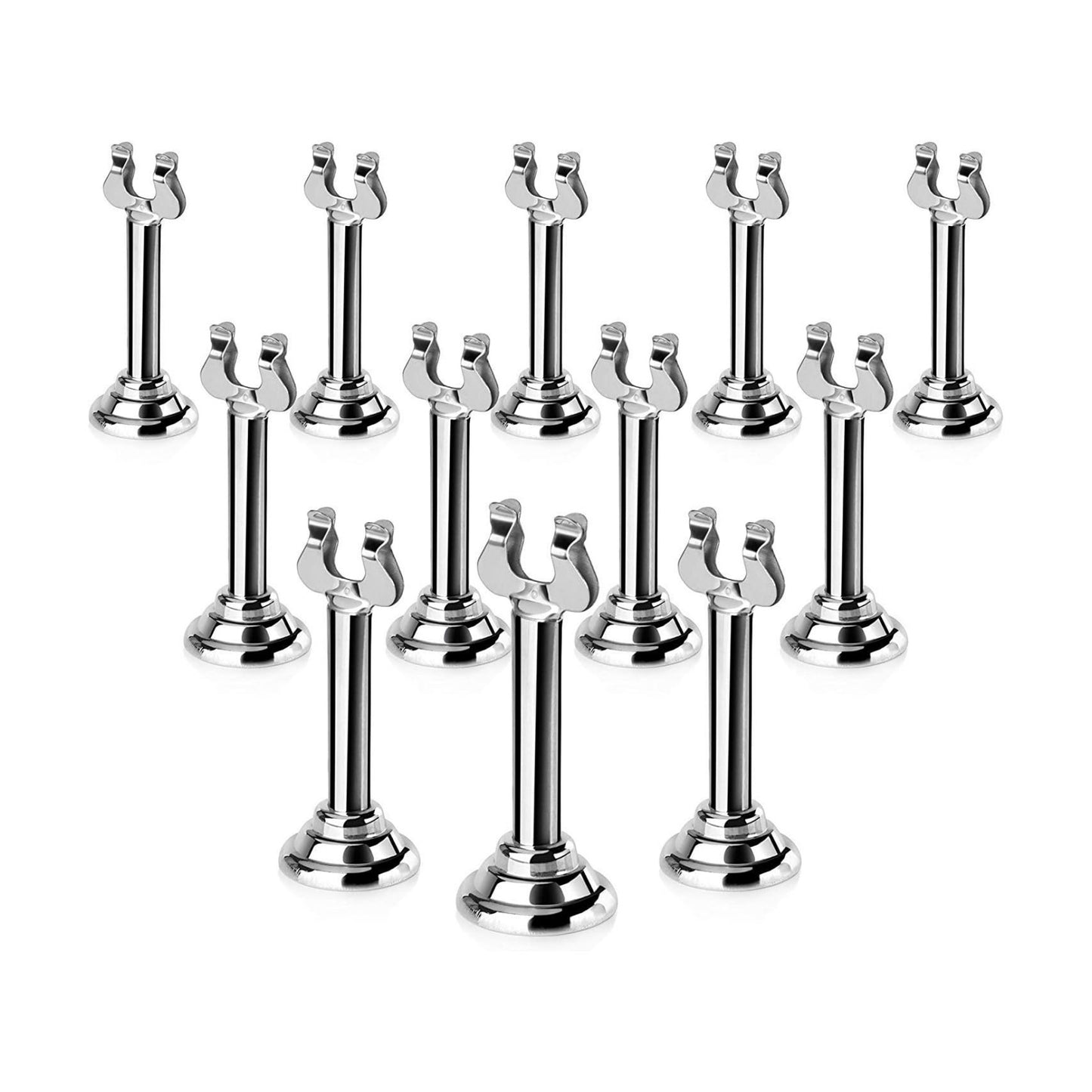 New Star Foodservice Harp Clip Style Place Card / Table Number Holder, 3 Inch, Silver, Set of 12