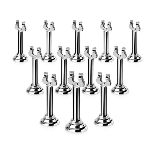 New Star Foodservice Harp Clip Style Place Card / Table Number Holder, 3 Inch, Silver, Set of 12