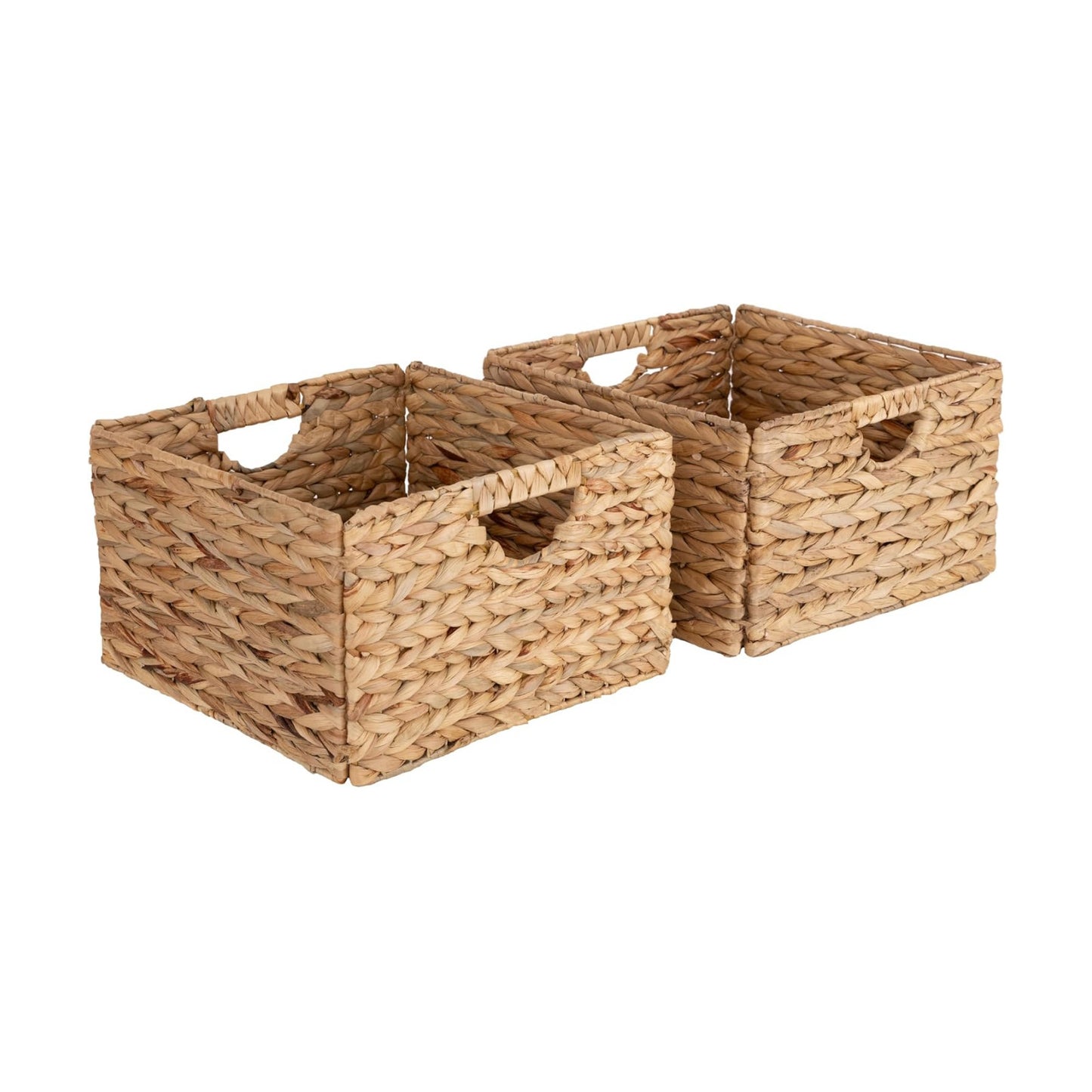 Natural Handwoven Portable Laundry Bin Basket / Natural Water Hyacinth / Rectangular / Set of 2