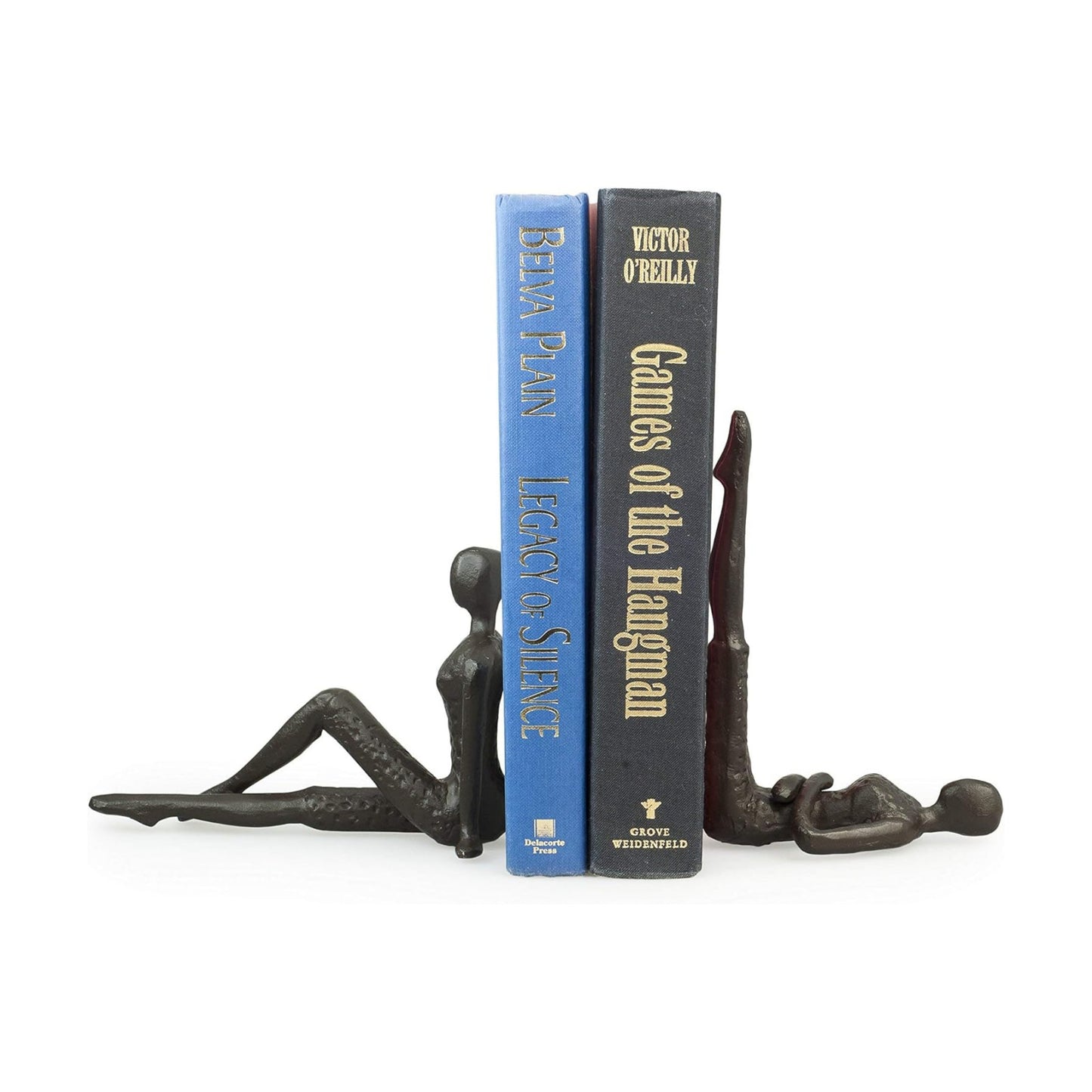 . ZI11217 Contemporary 2 Piece Ladies Stretching Cast Iron Metal Art Bookend Set
